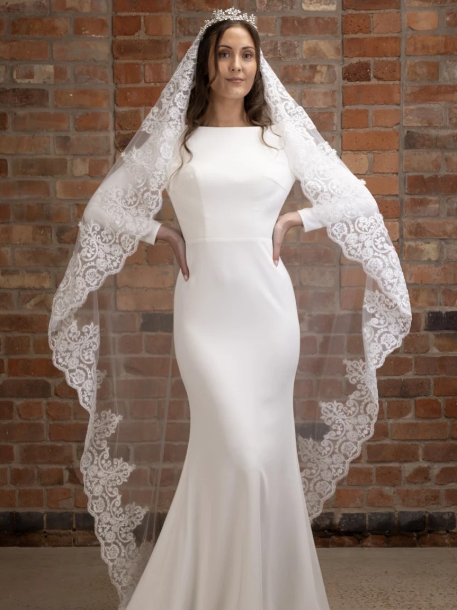 Perfect Bridal Perfect Bridal Ivory Single Tier Mantilla Lace Cathedral Veil Online