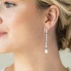 Ivory & Co Ivory And Co Melbourne Silver Crystal Long Pearl Drop Earrings Clearance