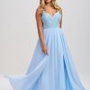 Linzi Jay Linzi Jay Pale Blue Beaded A Line Chiffon Prom Dress With Slit Clearance