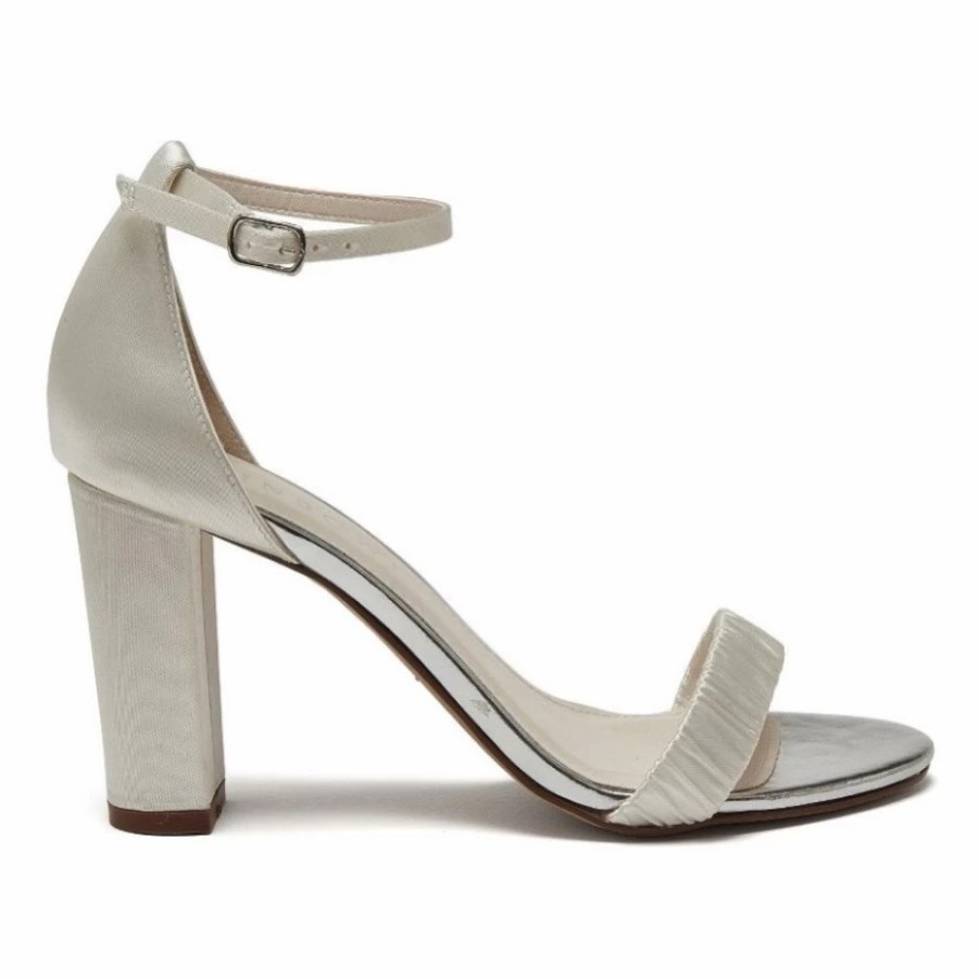 Rainbow Club Rainbow Club Lois Dyeable Ivory Satin Block Heel Sandals With Ruched Detail Online