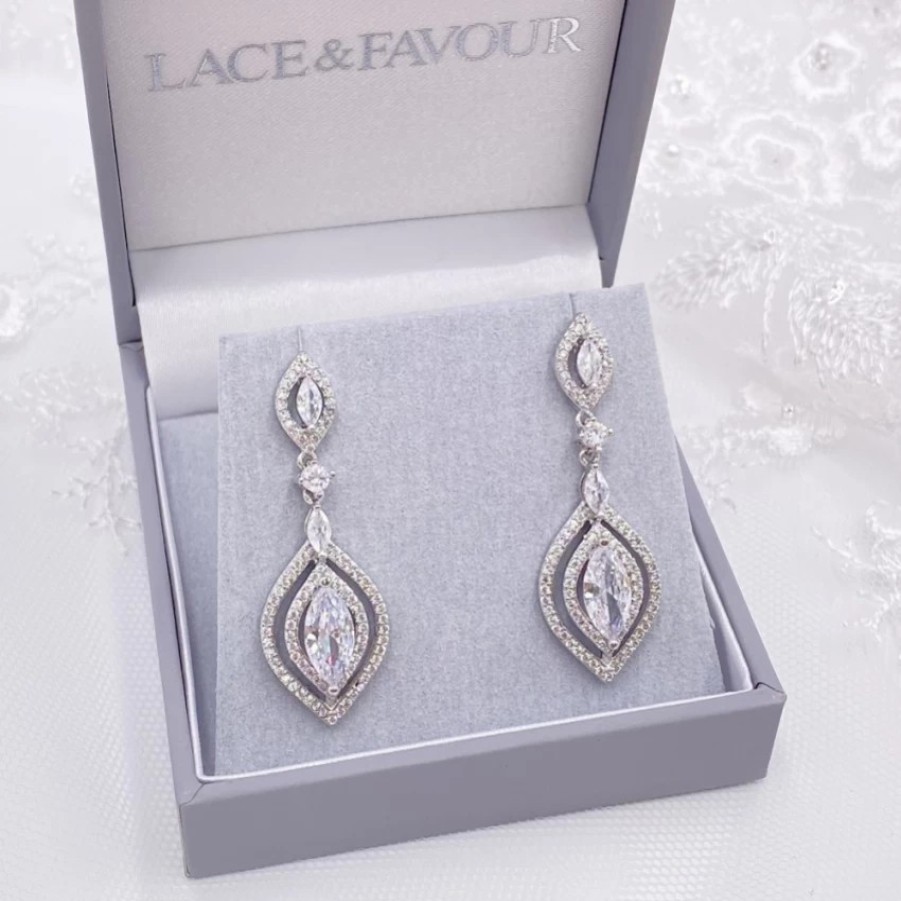 Lace & Favour Wallace Vintage Inspired Cubic Zirconia Drop Earrings Best