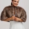 Helen Moore Helen Moore Truffle Faux Fur Short Bridal Cape Clearance