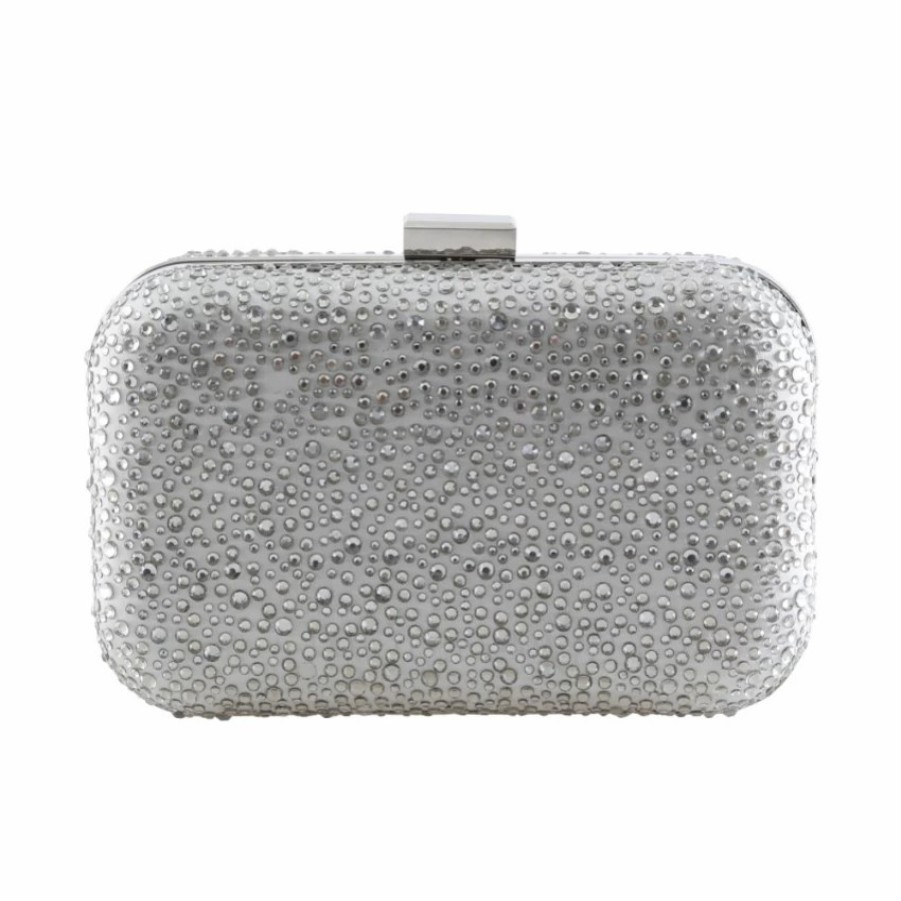 Perfect Bridal Perfect Bridal Sammy Silver Crystal Studded Clutch Bag Clearance