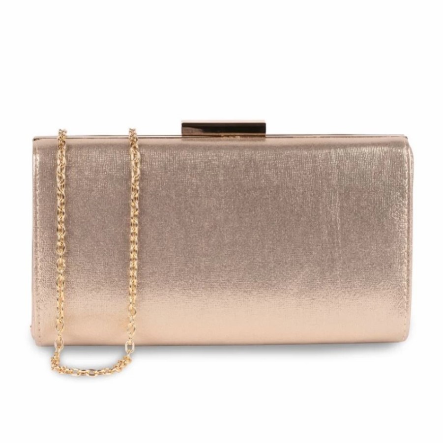 Pink Paradox London Paradox London Doria Champagne Shimmer Box Clutch Bag New