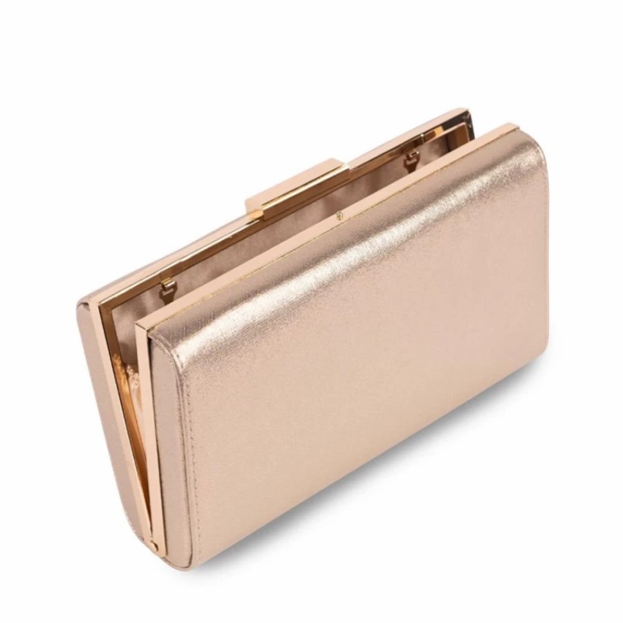 Pink Paradox London Paradox London Doria Champagne Shimmer Box Clutch Bag New