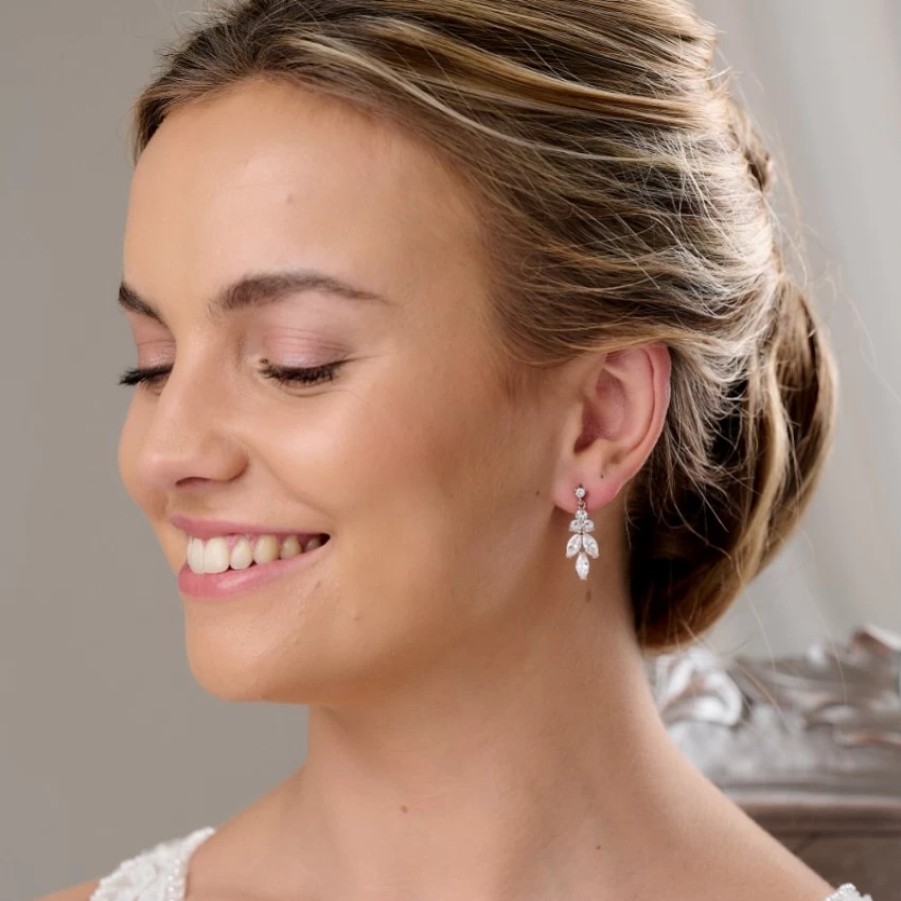 Lace & Favour Lila Dainty Cubic Zirconia Drop Earrings (Rose Gold) Online