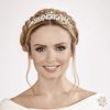 Linzi Jay Linzi Jay Diamante Leaves And Pearl Bridal Tiara Lt563 New