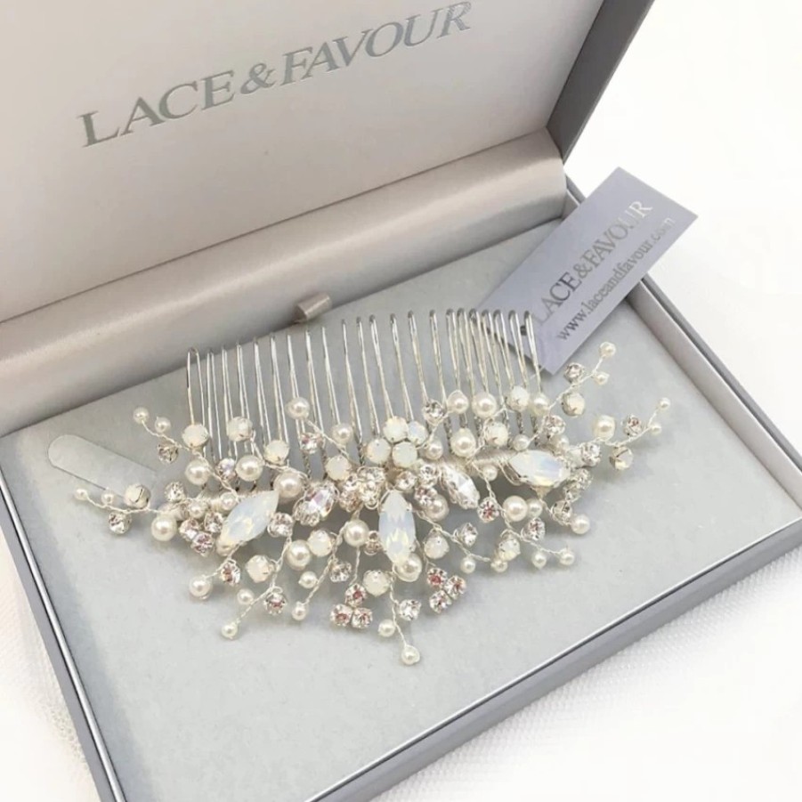 Beads & Beyond Adeline Opal Crystal And Pearl Wedding Hair Comb Wholesale