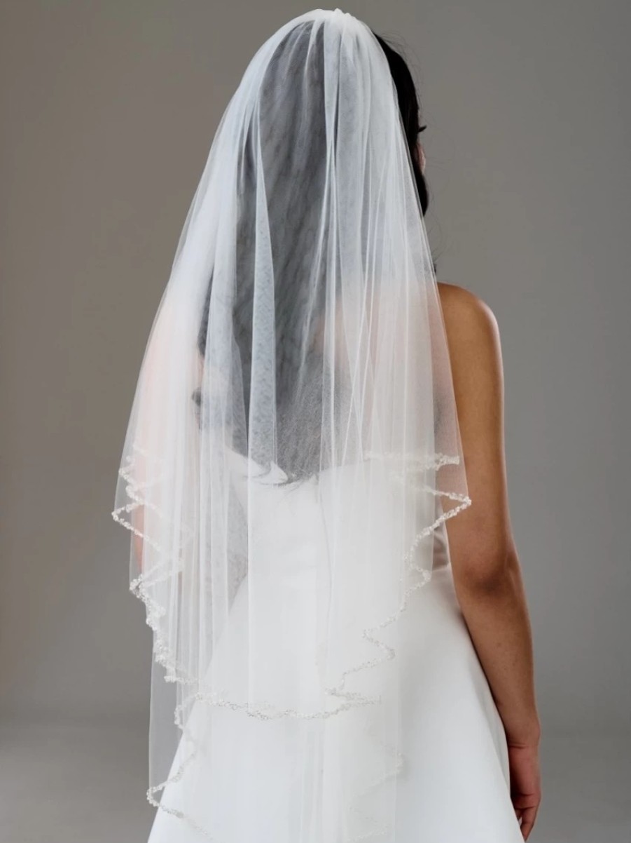 Twilight Designs Avondale Two Tier Bridal Veil With Pearl, Bead And Crystal Edge Wholesale