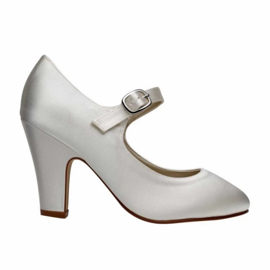 Rainbow Club Rainbow Club Madeline Dyeable Ivory Satin Mary Jane Wedding Shoes Clearance