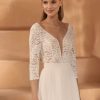 Bianco Evento Bianco Ivory Lace 3/4 Sleeve Bridal Bodysuit E438 Clearance