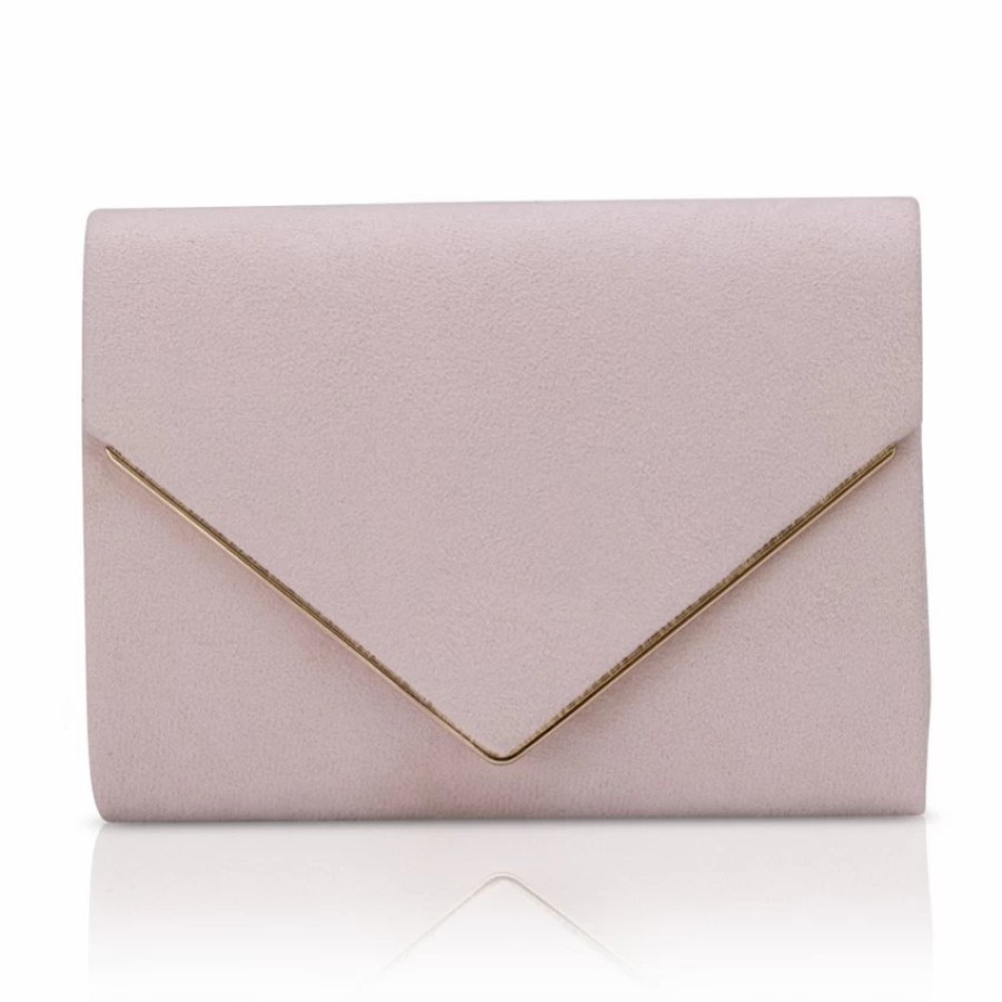 Perfect Bridal Perfect Bridal Bea Blush Suede Envelope Clutch Bag Wholesale