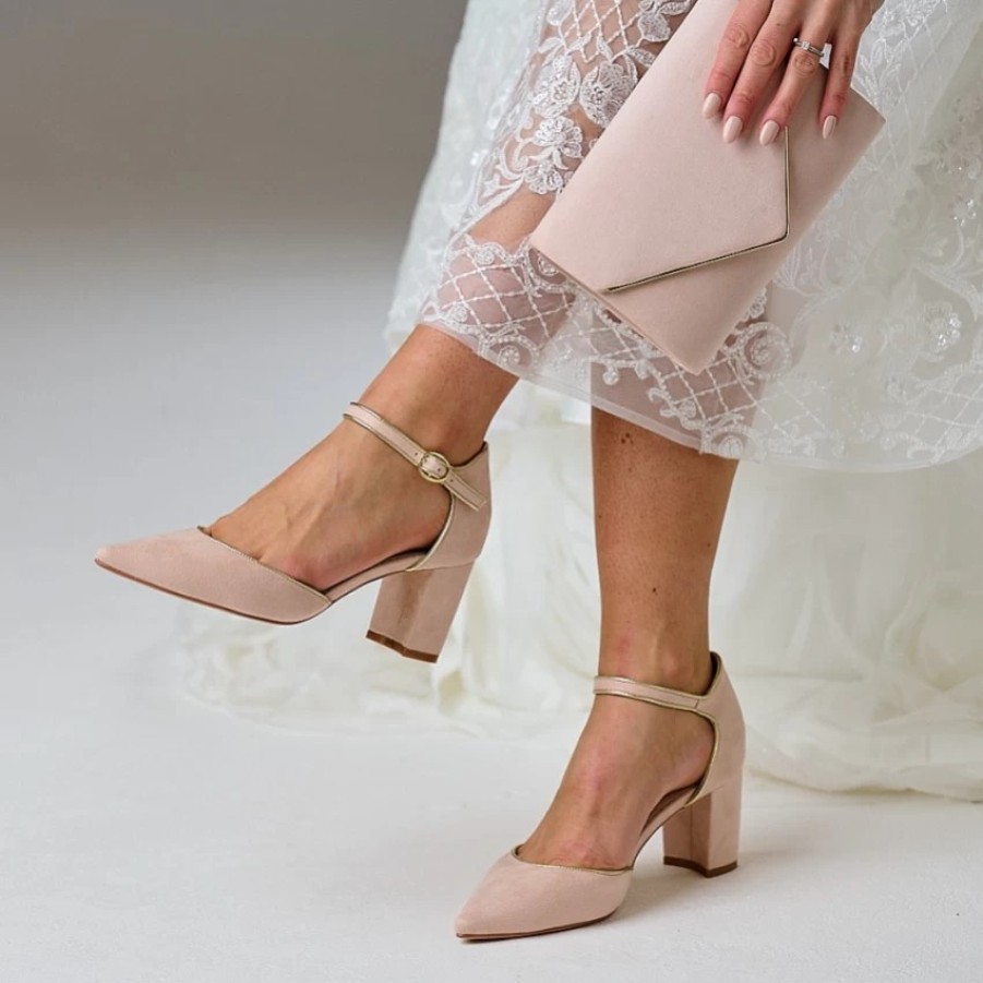 Perfect Bridal Perfect Bridal Bea Blush Suede Envelope Clutch Bag Wholesale