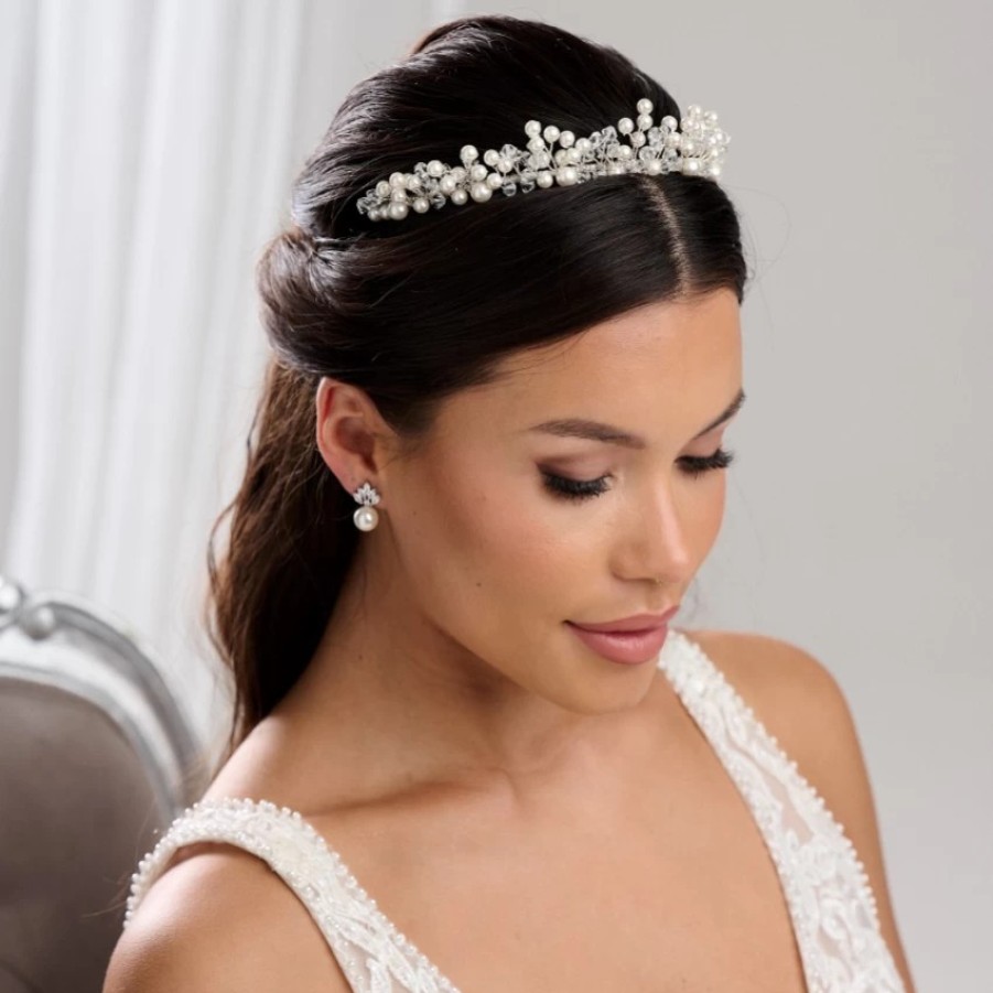 Arianna Arianna Adore Classic Pearl And Crystal Bridal Tiara Ar649 Best