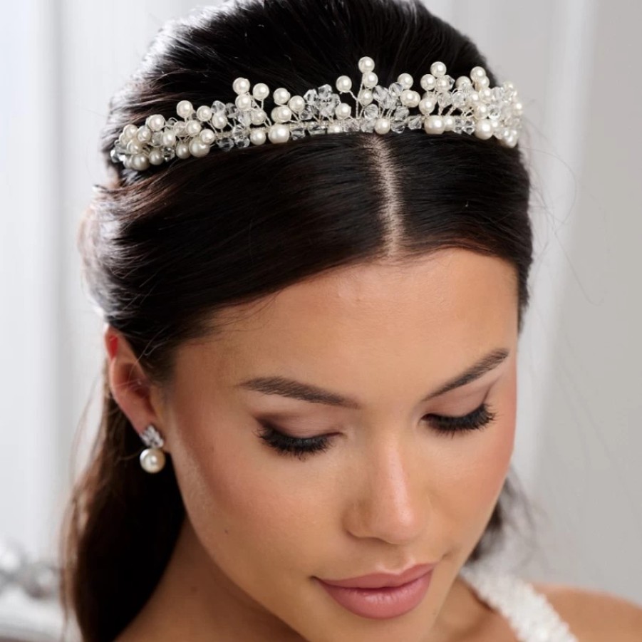 Arianna Arianna Adore Classic Pearl And Crystal Bridal Tiara Ar649 Best