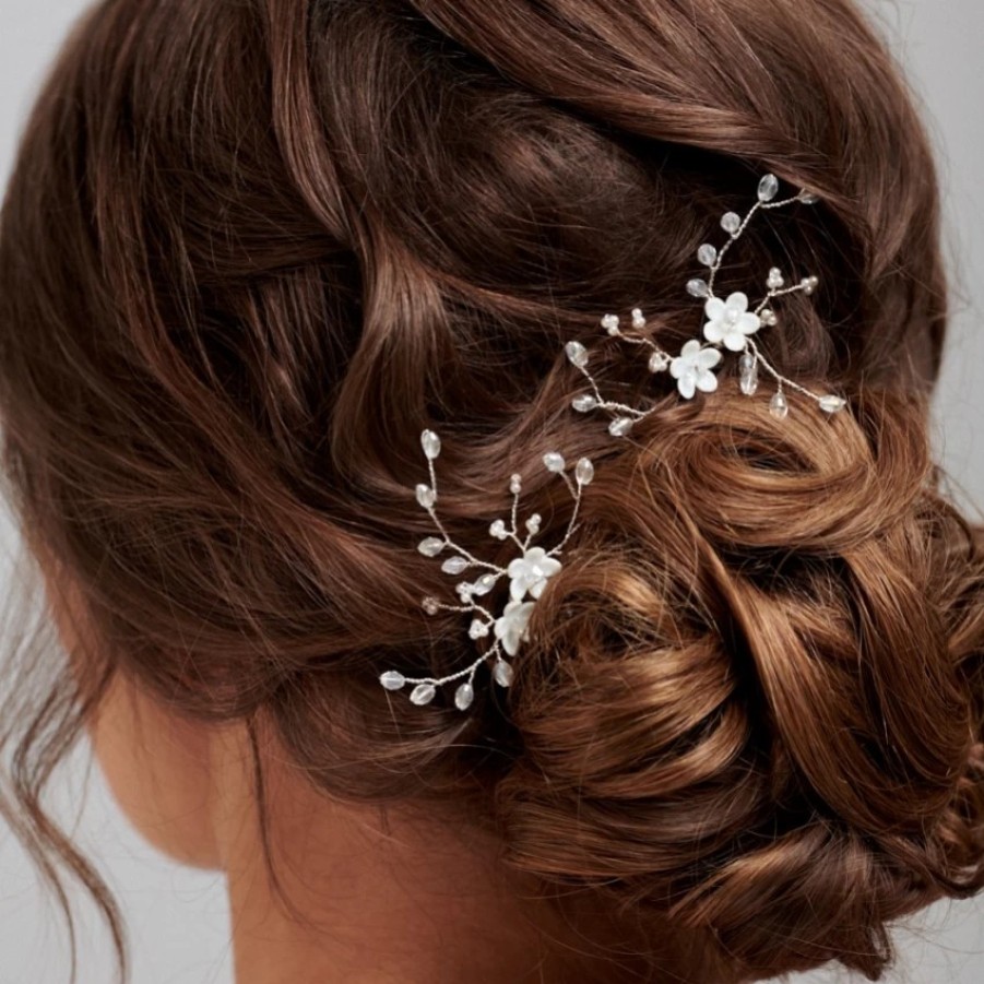 Posy & Pearl Amy Delicate Floral Crystal Hair Pin Wholesale