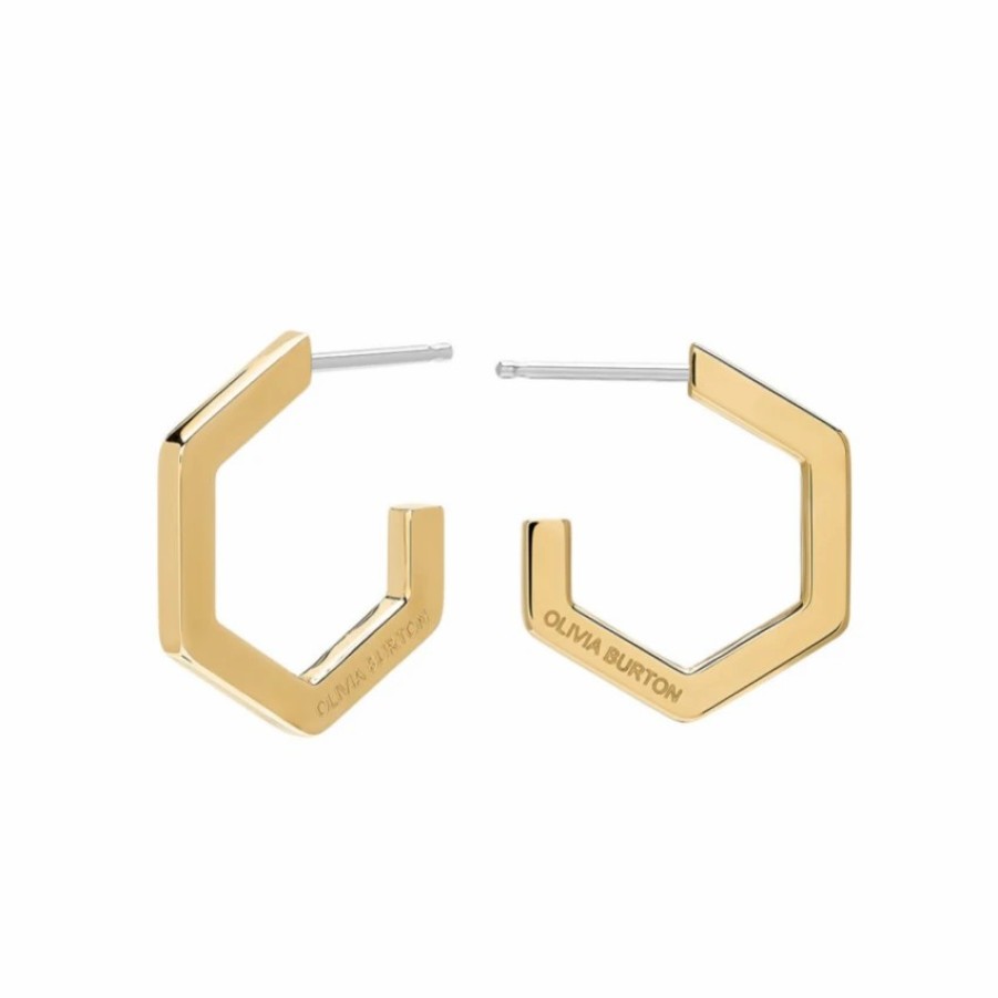 Olivia Burton Olivia Burton Honeycomb Gold Plated Small Hoop Earrings Hot