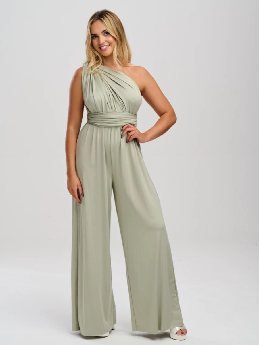 Lace & Favour Emily Rose Sage Green Multiway Bridesmaid Jumpsuit (One Size) Online