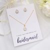 Lace & Favour Thank You For Being My Bridesmaid Gold Crystal Stud Jewellery Set Clearance