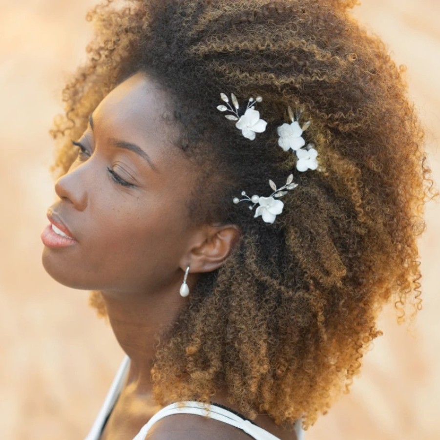 Ivory & Co Ivory And Co Floret Silver Crystal And Pearl Flower Hair Pin Set Online