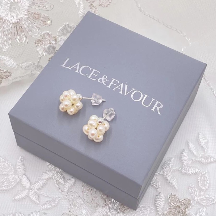 Lace & Favour Nikola Freshwater Pearl Cluster Stud Earrings Clearance