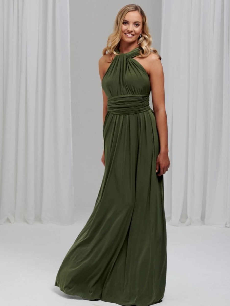 Lace & Favour Emily Rose Olive Green Multiway Bridesmaid Dress (One Size) Hot