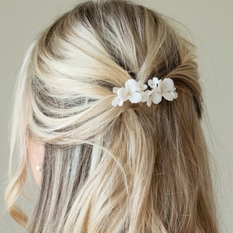 Ivory & Co Ivory And Co Elderflower Ceramic Flowers Dainty Wedding Hair Clip Clearance