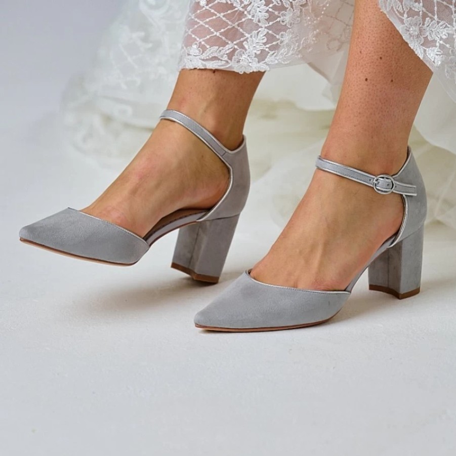 Perfect Bridal Perfect Bridal Freya Stone Suede Two Part Block Heel Court Shoes Online