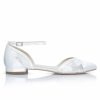 Perfect Bridal Perfect Bridal Penny Ivory Satin And Lace Ankle Strap Flats Wholesale