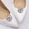 Lace & Favour Petal Silver Crystal Flower Shoe Clips Hot