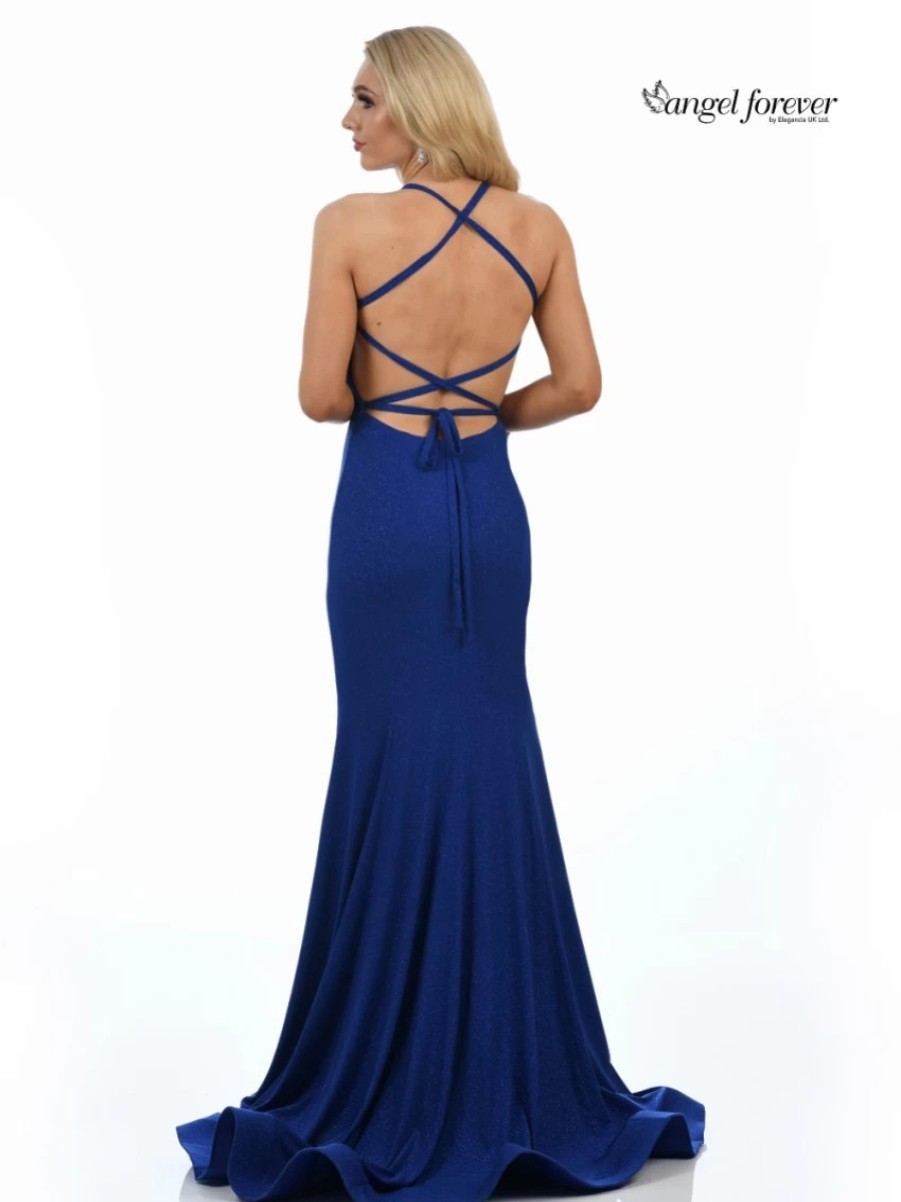 Angel Forever Angel Forever Shimmer Fabric Backless Fishtail Prom Dress With Slit (Royal Blue) Online