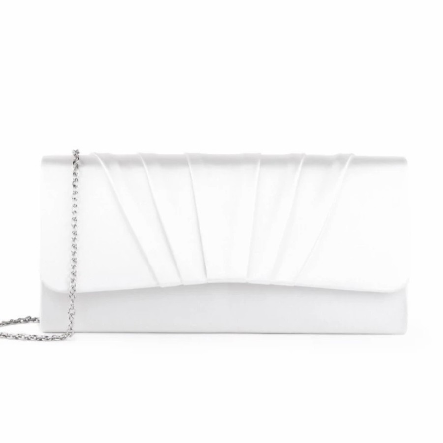 Pink Paradox London Paradox London Darrah Ivory Ruched Satin Bridal Clutch Bag Wholesale