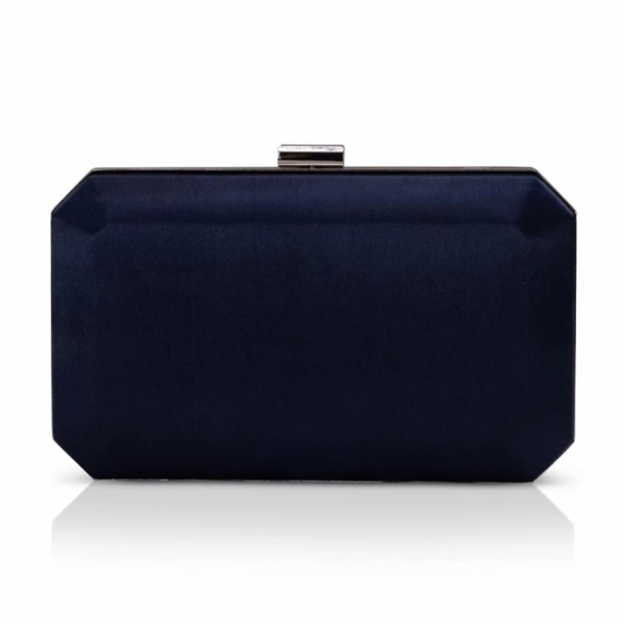 Perfect Bridal Perfect Bridal Ebony Navy Satin Box Clutch Bag Hot