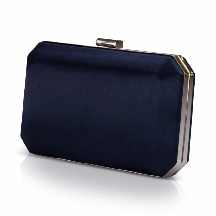 Perfect Bridal Perfect Bridal Ebony Navy Satin Box Clutch Bag Hot