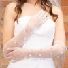 Perfect Bridal Perfect Bridal Ivory Sheer Elbow Length Pearl Gloves New