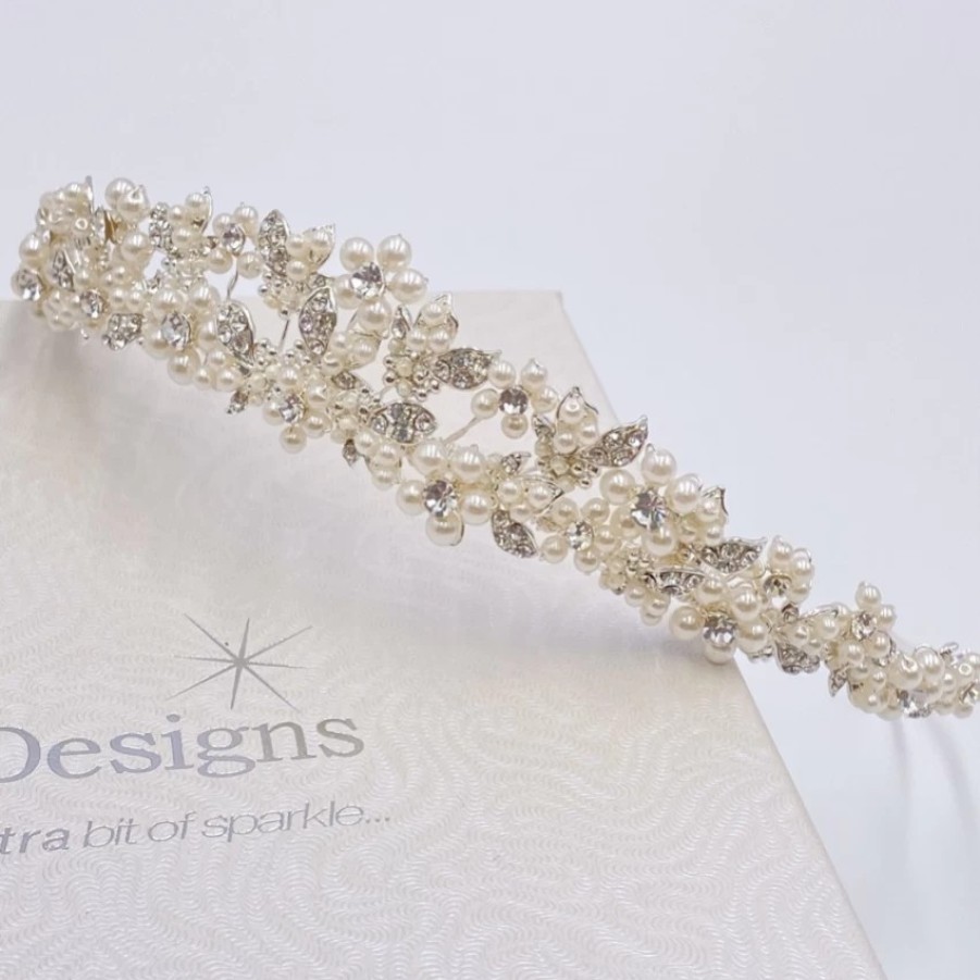 Twilight Designs Alicia Dainty Floral Pearl And Crystal Bridal Tiara Wholesale