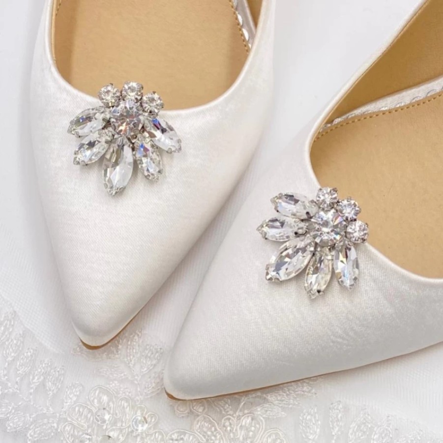 Lace & Favour Precious Silver Crystal Shoe Clips Clearance