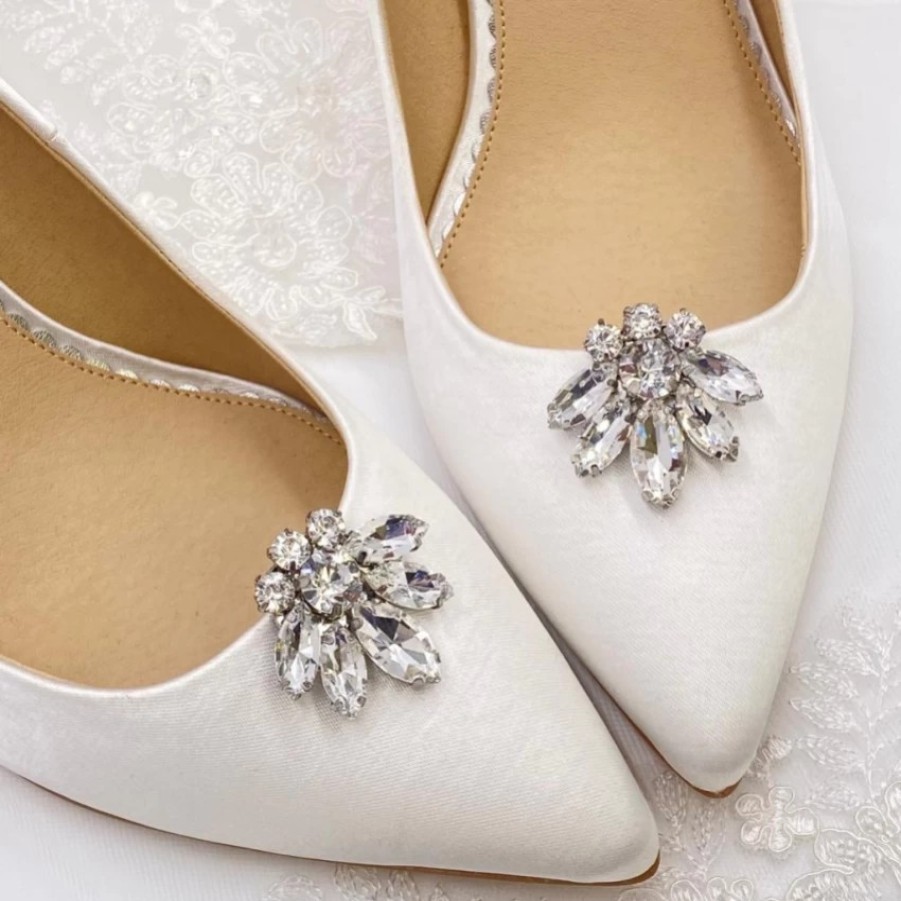 Lace & Favour Precious Silver Crystal Shoe Clips Clearance