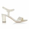 Freya Rose Freya Rose Martina Midi Champagne Suede Mother Of Pearl Block Heel Sandals Hot