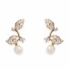 Ivory & Co Ivory And Co Aphrodite Crystal Leaves And Pearl Wedding Earrings (Gold) Wholesale