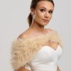 Beverly Hills Scarlet Champagne Feather Bridal Stole Hot