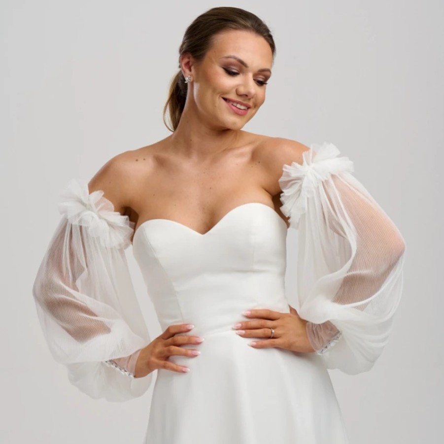 Poirier Ivory Plisse Tulle Puff Sleeves Clearance