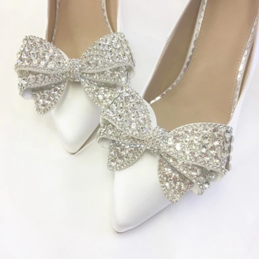 Perfect Bridal Perfect Bridal Zinnia Crystal Embellished Large Bow Shoe Clips New