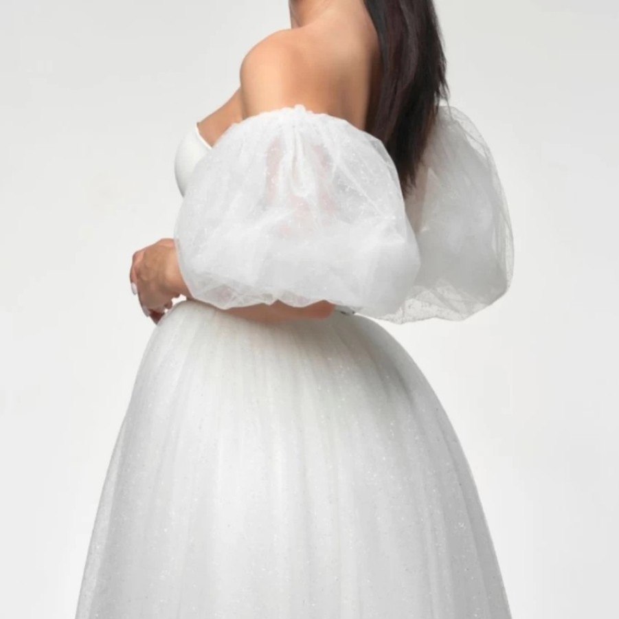 Poirier Ivory Glitter Tulle Puff Sleeves Clearance