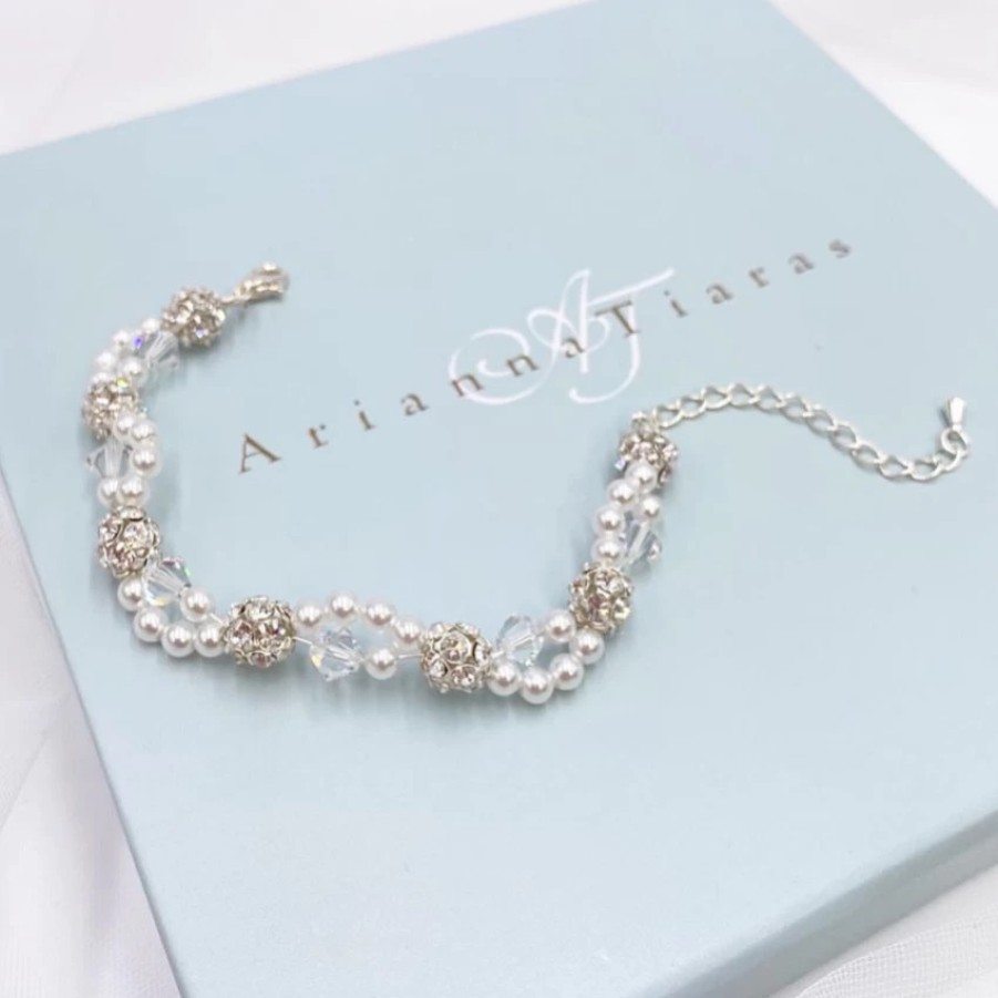 Arianna Arianna Mira Dainty Pearl And Crystal Bracelet Arw613 Hot