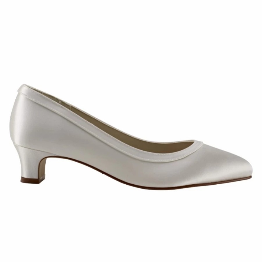 Rainbow Club Rainbow Club Gisele Dyeable Ivory Satin Wide Fit Wedding Court Shoes Clearance