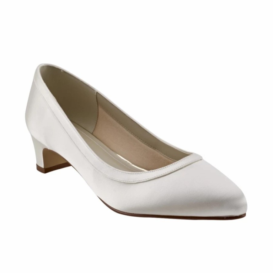 Rainbow Club Rainbow Club Gisele Dyeable Ivory Satin Wide Fit Wedding Court Shoes Clearance