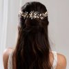 Lace & Favour Woodland Dream Gold Leaves And Freshwater Pearl Hair Vine Clearance