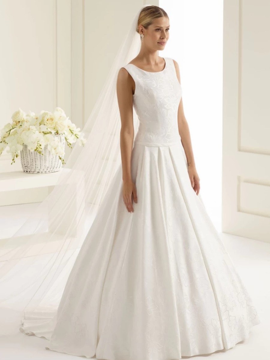 Bianco Evento Bianco Ivory Plain Single Tier Chapel Veil With Cut Edge S226 Wholesale