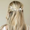 Ivory & Co Ivory And Co Silver Bloom Crystal And Pearl Floral Crescent Hair Clip Clearance